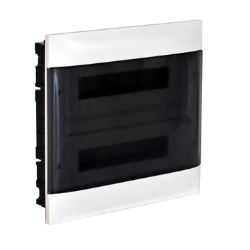 LEGRAND PractiboxS 2 sor 18 modul, gipszkartonba süllyeszthető kiselosztó(850°C), átlátszó füstszínű ajtóval, védőföld és nulla elosztókapoccsal (137177)