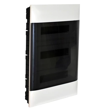 LEGRAND PractiboxS 3 sor 18 modul, gipszkartonba süllyeszthető kiselosztó(850°C), átlátszó füstszínű ajtóval, védőföld és nulla elosztókapoccsal (137178)