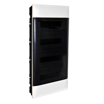 LEGRAND PractiboxS 4 sor 18 modul, gipszkartonba süllyeszthető kiselosztó(850°C), átlátszó füstszínű ajtóval, védőföld és nulla elosztókapoccsal (137179)