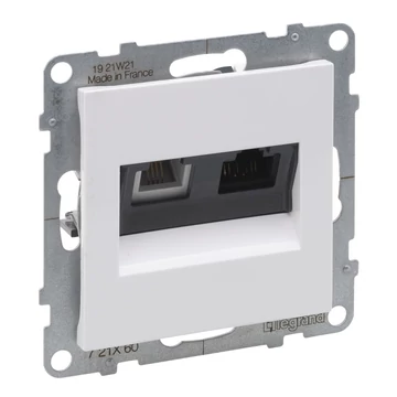 LEGRAND Suno RJ 11 + RJ 45 Cat.6 UTP csatlakozóaljzat, fehér (721160)