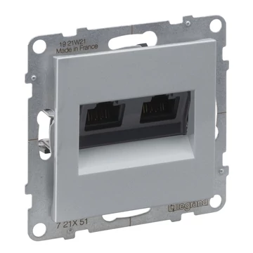LEGRAND Suno 2xRJ45 Cat.5E UTP csatlakozóaljzat, alumínium (721351)