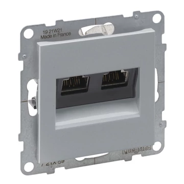 LEGRAND Suno 2xRJ45 Cat.6A STP csatlakozóaljzat, alumínium (721359)