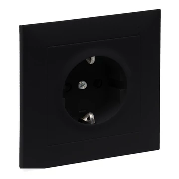 LEGRAND Suno 2P+F csatlakozóaljzat kerettel (rugós), biztonsági zsaluval, komplett, fekete (721428)