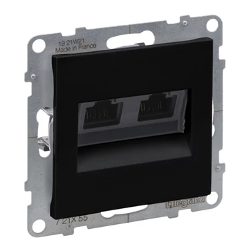 LEGRAND Suno 2xRJ45 Cat.6A UTP csatlakozóaljzat, fekete (721455)