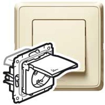 LEGRAND Cariva IP44 2P+F aljzat csapófedéllel, keret nélkül, bézs (773745)
