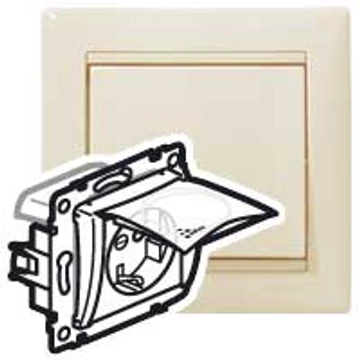 LEGRAND Valena IP44 2P+F csatlakozóaljzat csapófedéllel, elefántcsont (774120)