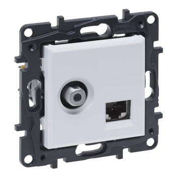 LEGRAND Niloé Step "F" típusú TV aljzat + RJ45 Cat. 6 UTP aljzat, fehér (863177)