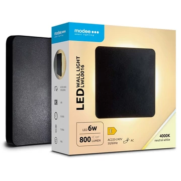 Modee LED Fali Lámpa (LWL0016) 6W IP65 135x135x42mm 4000K (800 lumen) Fekete (ML-LWL0016)