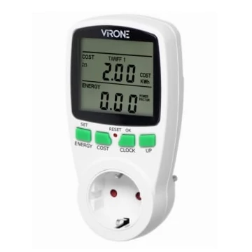 ORNO Digitális fogyasztásmérő, LCD kijelző, 230V, mérési tartomány:2W-3680W, IP20 (OR-EM-1(GS))