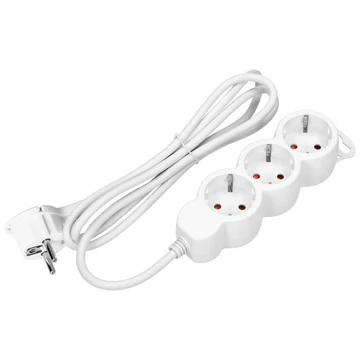ORNO Elosztó 3-as, 3m H05VV-F 3x1,5mm2 vezetékkel, Fehér, max. 16A (OR-ES-4(GS)/W/3)