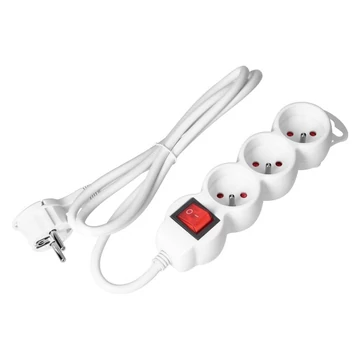 ORNO Elosztó 3-as kapcsolós, 3m H05VV-F 3x1,5mm2 vezetékkel, Fehér, max. 16A (OR-ES-5(GS)/W/3)