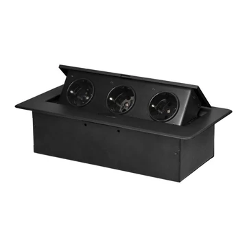 ORNO Asztalba süllyeszthető irodai elosztó, IP20, 3x (2P+F), fekete, max 2500W (OR-GM-9032(GS)/B)