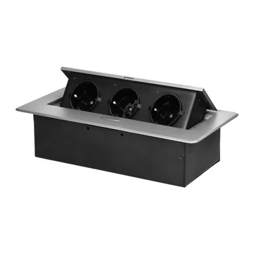 ORNO Asztalba süllyeszthető irodai elosztó, IP20, 3x (2P+F), ezüst, max 2500W (OR-GM-9032(GS)/G)
