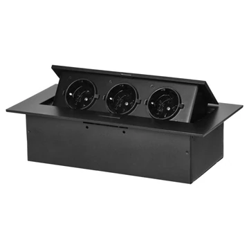 ORNO Asztalba süllyeszthető irodai elosztó, IP20, max.3600W, 3 x (2P+F), fekete (OR-GM-9036(GS)/B)