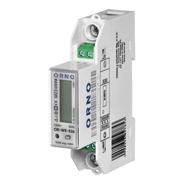 ORNO 1 fázisú többtarifás energiamérő RS-485-tel, 100A MID, 1 modul, DIN TH-35mm, PV (OR-WE-526)