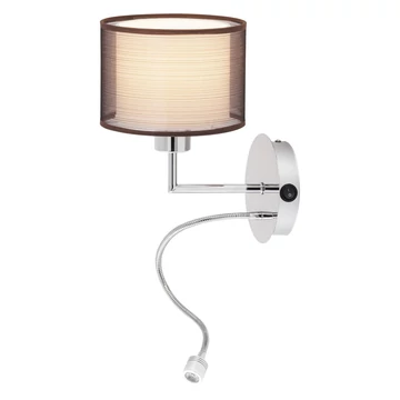 RÁBALUX Anastasia fali lámpa E27 60W+LED 1W króm/barna (2629)