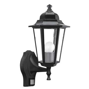RÁBALUX Velence kültéri fali lámpa E27 60W fekete IP43 mozgásérzékelővel (fel) (8217)
