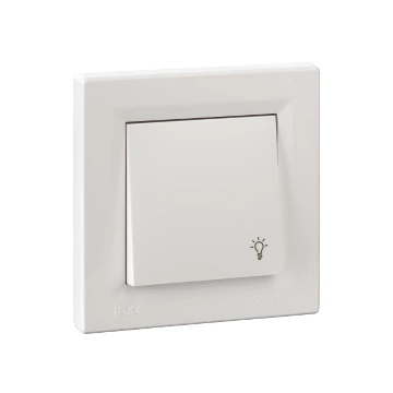 SCHNEIDER ELECTRIC ASFORA Egypólusú nyomó, lámpajel - IP44, kerettel, fehér (EPH0900221)