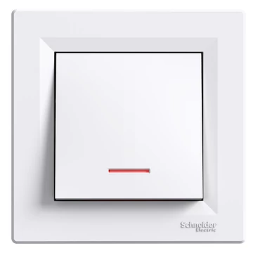 SCHNEIDER ELECTRIC ASFORA Egypólusú kapcsoló, jelzőfényes, rugós bekötés, fehér (EPH1400121)