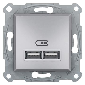 SCHNEIDER ELECTRIC ASFORA Dupla USB töltő, 2.1A, A+A, alumínium (EPH2700261)