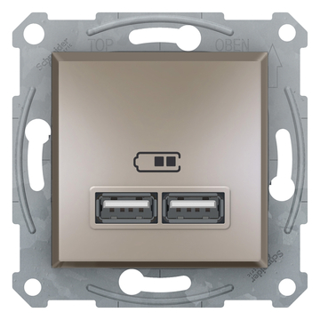 SCHNEIDER ELECTRIC ASFORA Dupla USB töltő, 2.1A, A+A, bronz (EPH2700269)