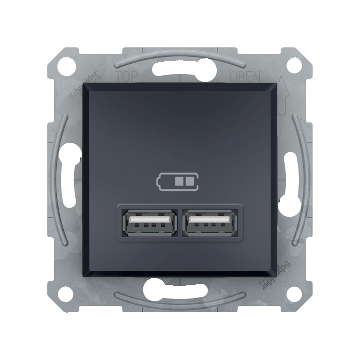 SCHNEIDER ELECTRIC ASFORA Dupla USB töltő, 2.1A, A+A, antracit (EPH2700271)
