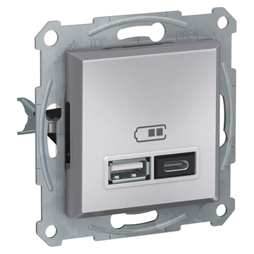 SCHNEIDER ELECTRIC ASFORA Dupla USB töltő, 2.4A, A+C, alu (EPH2700361)