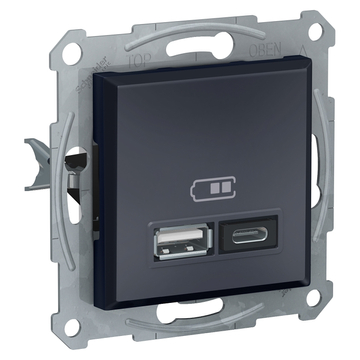 SCHNEIDER ELECTRIC ASFORA Dupla USB töltő, 2.4A, A+C, antracit (EPH2700371)
