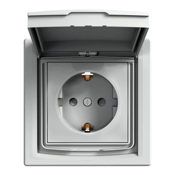 SCHNEIDER ELECTRIC ASFORA 2P+F csatlakozóaljzat, gyermekvédelemmel, csapfedeles - IP44, kerettel, alumínium (EPH3100361)