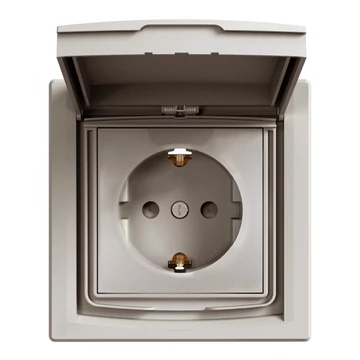 SCHNEIDER ELECTRIC ASFORA 2P+F csatlakozóaljzat, gyermekvédelemmel, csapfedeles - IP44, kerettel, bronz (EPH3100369)