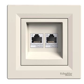 SCHNEIDER ELECTRIC ASFORA 2xRJ45 Cat6 UTP aljzat, bézs (EPH4800123)