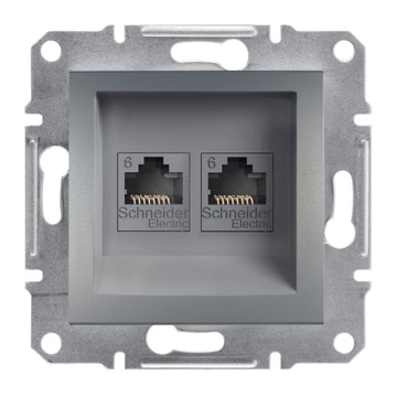SCHNEIDER ELECTRIC ASFORA 2xRJ45 Cat6 UTP aljzat, acél (EPH4800162)