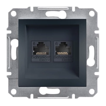 SCHNEIDER ELECTRIC ASFORA 2xRJ45 Cat6 UTP aljzat, antracit (EPH4800171)