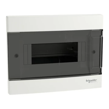 SCHNEIDER ELECTRIC EASY9 EU Kiselosztó, 8 modul, PE+N sínnel, füstszínű ajtóval, süllyesztett (EZ9EUA108)