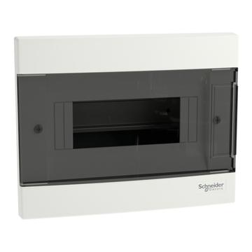 SCHNEIDER ELECTRIC EASY9 EU Kiselosztó, 8 modul, PE+N sínnel, füstszínű ajtóval, süllyesztett (EZ9EUA108)