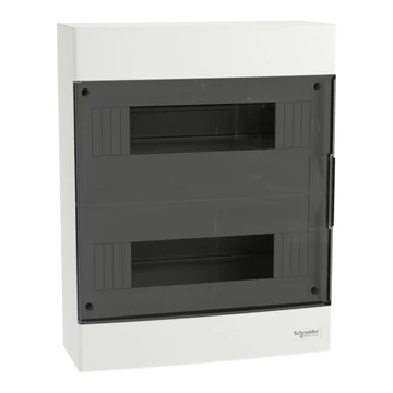 SCHNEIDER ELECTRIC EASY9 EU Kiselosztó, 24 modul, PE+N sínnel, füstszínű ajtóval, falon kívüli (EZ9EUC212)