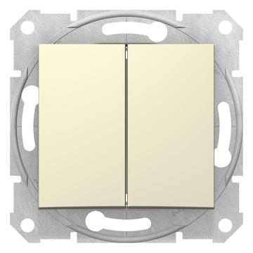 SCHNEIDER ELECTRIC SEDNA Kettős váltókapcsoló, rugós bekötés, 10AX, bézs (106+6) (SDN0600147)