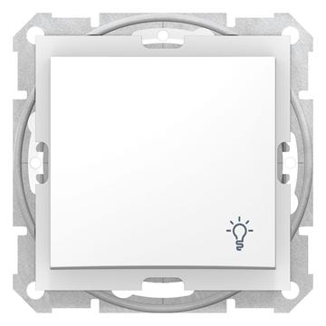 SCHNEIDER ELECTRIC SEDNA Egypólusú nyomó lámpajellel, rugós bekötés, 10A, IP44, fehér (SDN0900321)