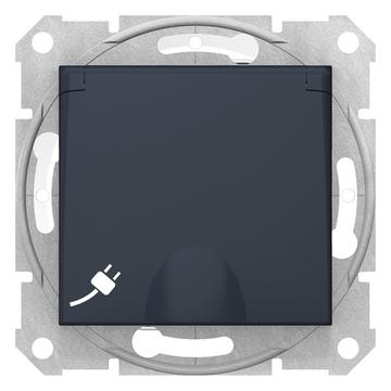 SCHNEIDER ELECTRIC SEDNA 2P+F csatlakozóaljzat, biztonsági zsaluval, csapófedeles, csavaros bekötés, 16A, IP44, grafit (SDN3100370)