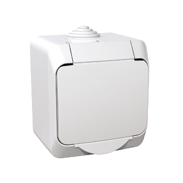 SCHNEIDER ELECTRIC CEDAR PLUS 2P+F csatlakozóaljzat, biztonsági zsaluval, csapófedéllel, IP44, fehér (WDE000541)