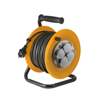 Somogyi Elektronic Kábeldob, fém talp, 4 földelt aljzat, 30 m, IP44, 3 x 1,5 mm² (HJR 10-30)
