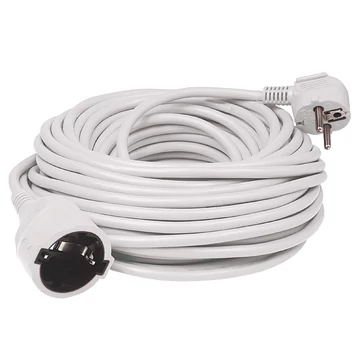 Somogyi Elektronic Home Hosszabító, 3 m, H05VV-F 3G1,5 mm2 kábel, IP20, 250V~/16A/3680W, pipa alakú dugó és egyenes lengő aljzat, fehér (NV 2-3/WH/1,5)
