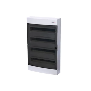 TEHNOPLAST Falon kívüli lakáselosztó doboz, C sorozat, 72 modulos, átlátszó ajtó, 4 soros, 655x110x40mm, IP40 (THP-N4x18C)