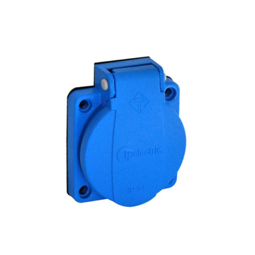 TP ELECTRIC Beépíthető műanyag dugalj csapfedeles kék 16A (40db/doboz, 4db/cs) (3101-310-0900)