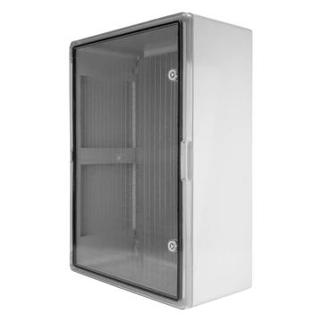 TP ELECTRIC Műanyag elosztószekrény átlátszó ajtóval, 500x700x250 mm, IP65, ABS, fém szerelőlappal (3310-570-0100)