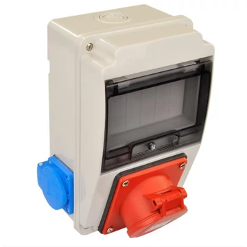 TP ELECTRIC Ipari doboz szerelt 130x220 1x(4P16A) + 2x(2P+F) IP44 (3318-002-2200)