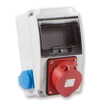 TP ELECTRIC Ipari doboz szerelt 130x220 1x(5P16A) + 2x(2P+F) oldalsó IP44 (3318-002-5000)