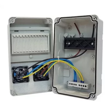 TP ELECTRIC Ipari doboz szerelt 130x220 2x(2P+F) előlapon VEZETÉKELVE (3318-200-0000) (3318-111-0003)
