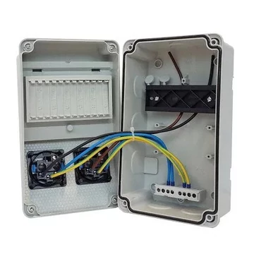 TP ELECTRIC Ipari doboz szerelt 130x220 2x(2P+F) előlapon + 2x(2P+F) oldalsó IP44 VEZETÉKELVE (3318-202-0000) (3318-111-0004)