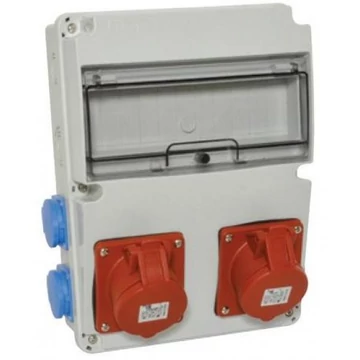 TP ELECTRIC Ipari doboz szerelt 220×300 2×(5P32A) +4×(2P+F) oldalsó (3320-004-7700)